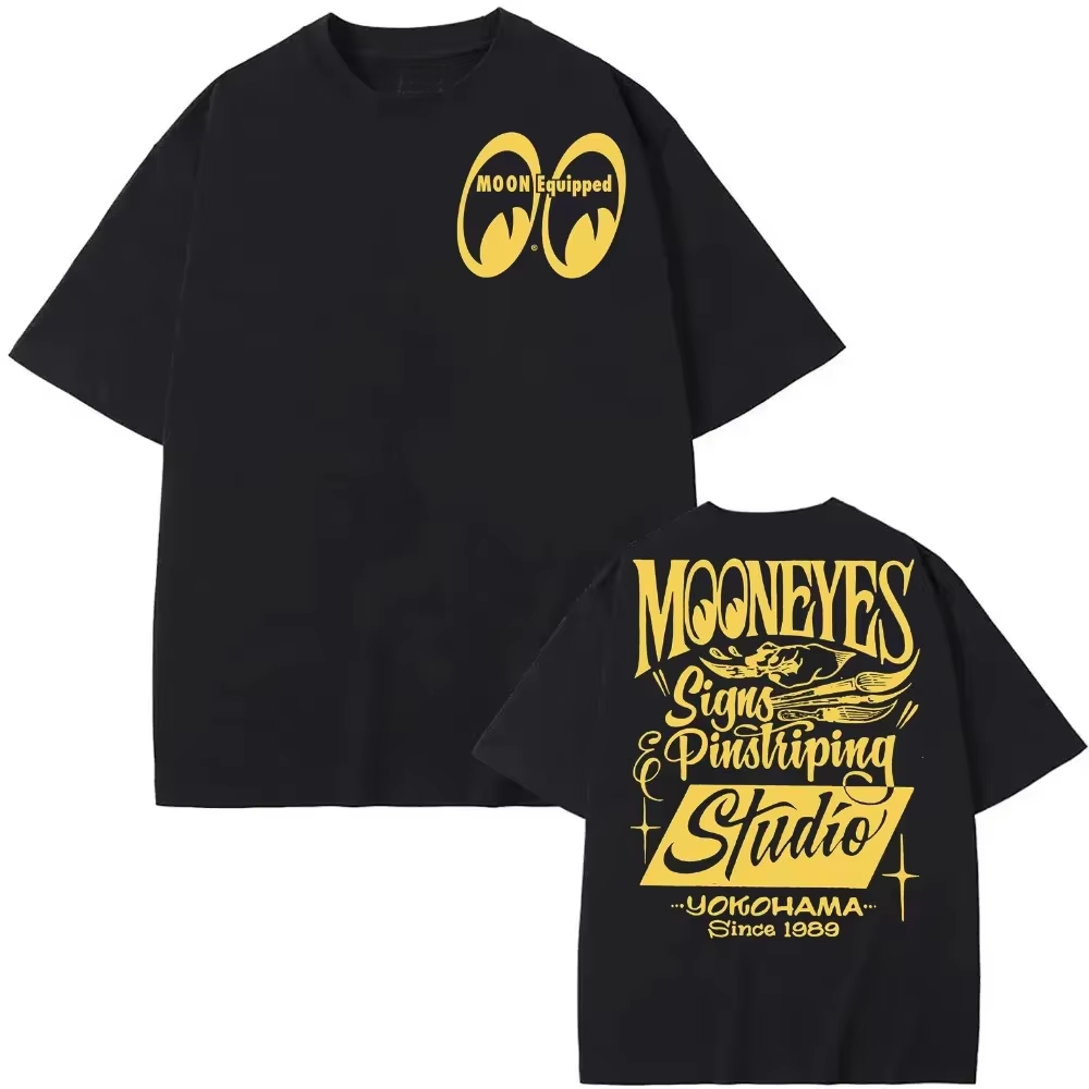 Streetwear Brand With Eye - เสื้อยืดลายกราฟิกผ้าฝ้าย แบรนด์ Classic Moon Eyes Equipped