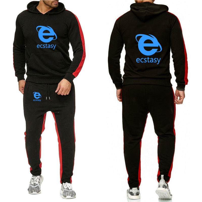 Streetwear Brand With Eye - เสื้อผ้าสตรีทแวร์พิมพ์ลายโลโก้ Ecstasy 2026 ชุดเซ็ตเสื้อฮู้ดและกางเกงสำหรับผู้ชาย ฤดูใบไม้ผลิและฤดูใบไม้ร่วง ลายกราฟิกสร้างสรรค์
