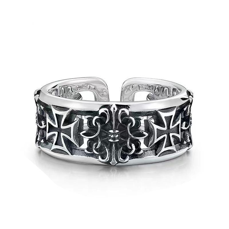 Chrome Hearts Ring - ใหม่ย้อนยุคข้ามฮิปฮอปพังก์สไตล์แหวนเปิดเฉพาะสําหรับผู้ชาย