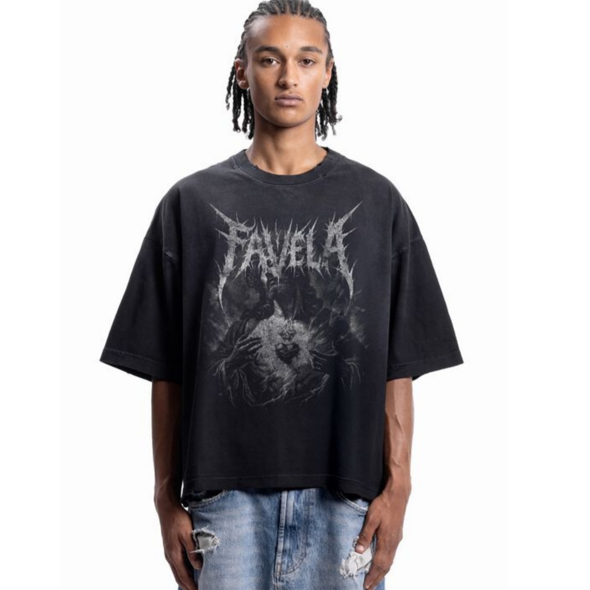 Streetwear Brand Fonts - เสื้อยืดลายกราฟิก Sacred Heart Metal Font Street