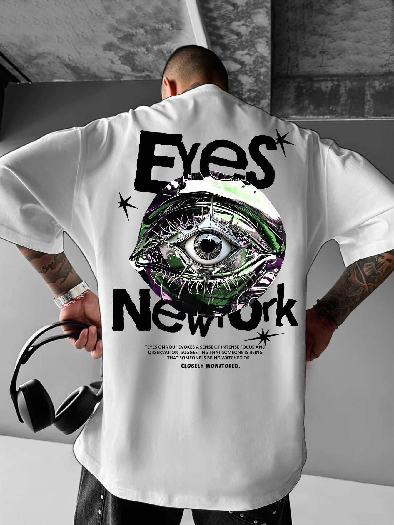 Streetwear Brand With Eye - เสื้อยืดโอเวอร์ไซส์สไตล์นิวยอร์ก โกธิค สตรีทแวร์ แบรนด์ Eyes New