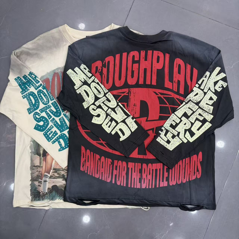 Streetwear Brand New - เสื้อยืดสตรีทแวร์แบรนด์อเมริกันเทรนด์ คุณภาพสูง ลายพิมพ์กลิตเตอร์ แขนยาว สำหรับผู้ชายและผู้หญิง สินค้าใหม่พร้อมส่ง