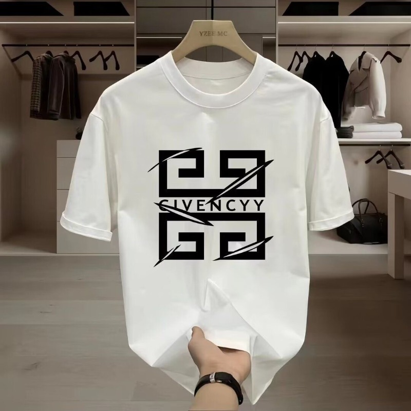 Streetwear Brand Logos - 2026 เสื้อยืดพิมพ์ลายโลโก้แบรนด์ GIVENCY สำหรับผู้ชาย เสื้อยืดแขนสั้นผ้าฝ้าย เสื้อแฟชั่นแนวสตรีทพร้อมดีไซน์กราฟิกสีขาว
