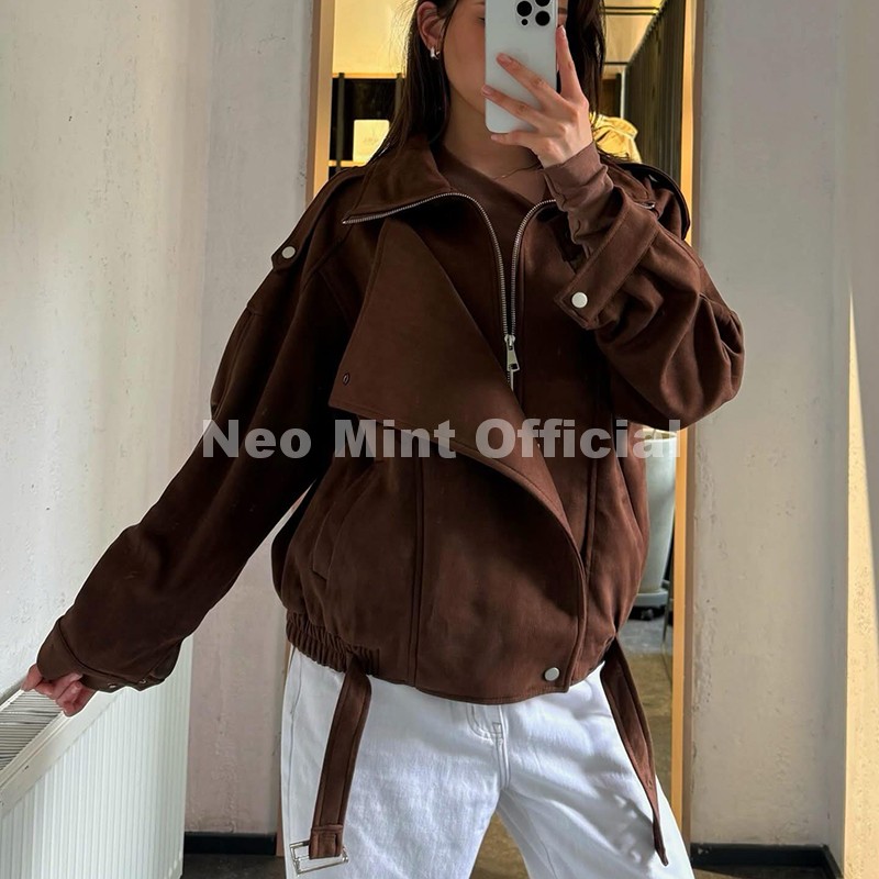 เสื้อแจ็คเก็ตหนังกลับสีน้ำตาลโ - Streetwear Brand New บทวิจารณ์และราคา