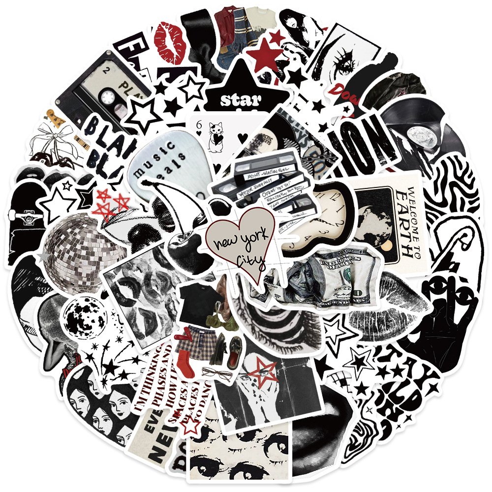 10/50pcs 90s 00s Retro สีดําแล - Streetwear Brand Stickers บทวิจารณ์และราคา